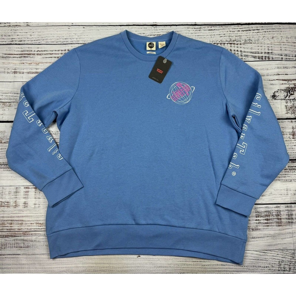 Men's Levi's Silver Tab Blue Fleece Lined Crewneck Sweatshirt 2XL NWT Retro Vtg